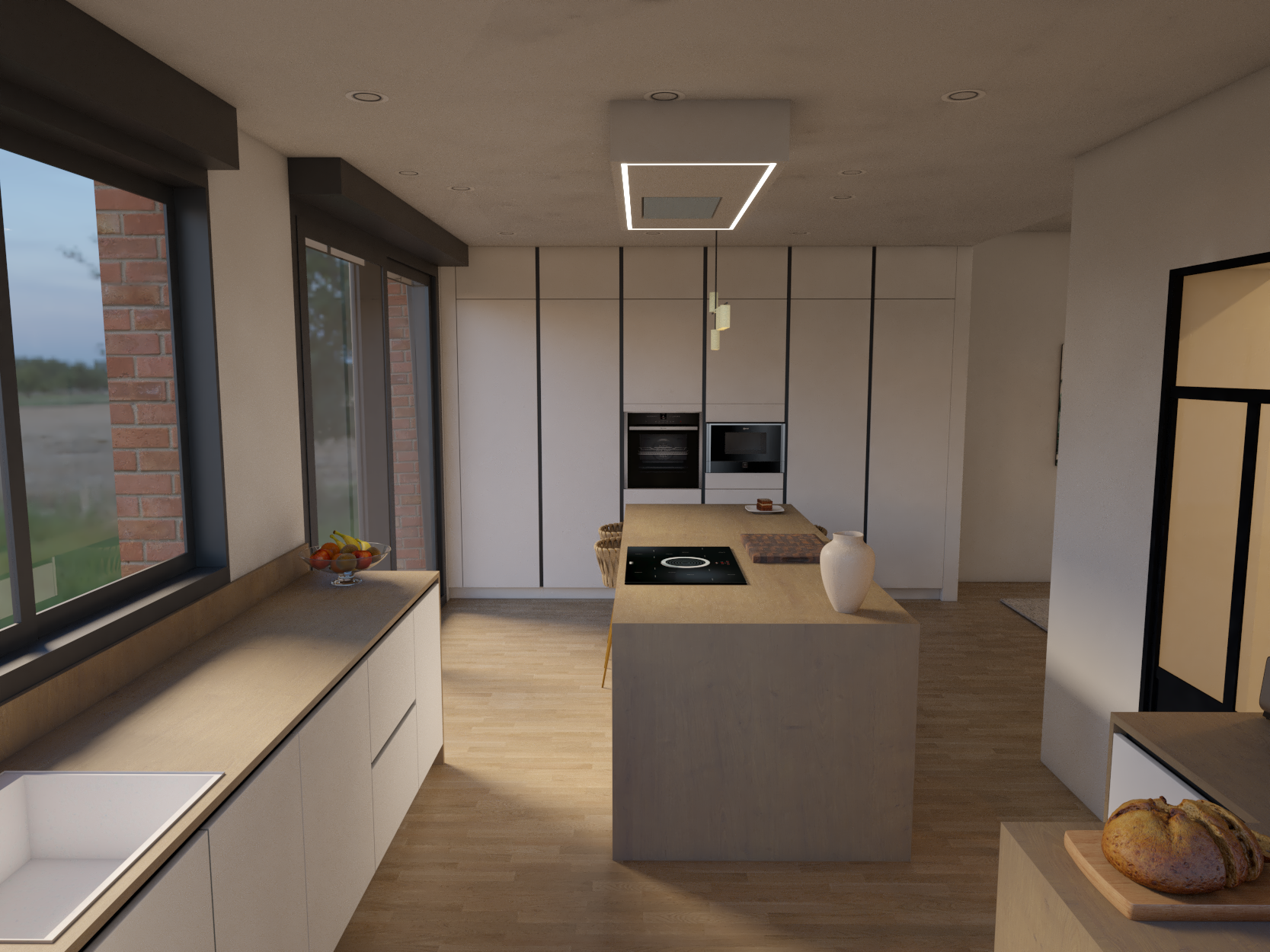 Cuisine sur mesure blanc et bois